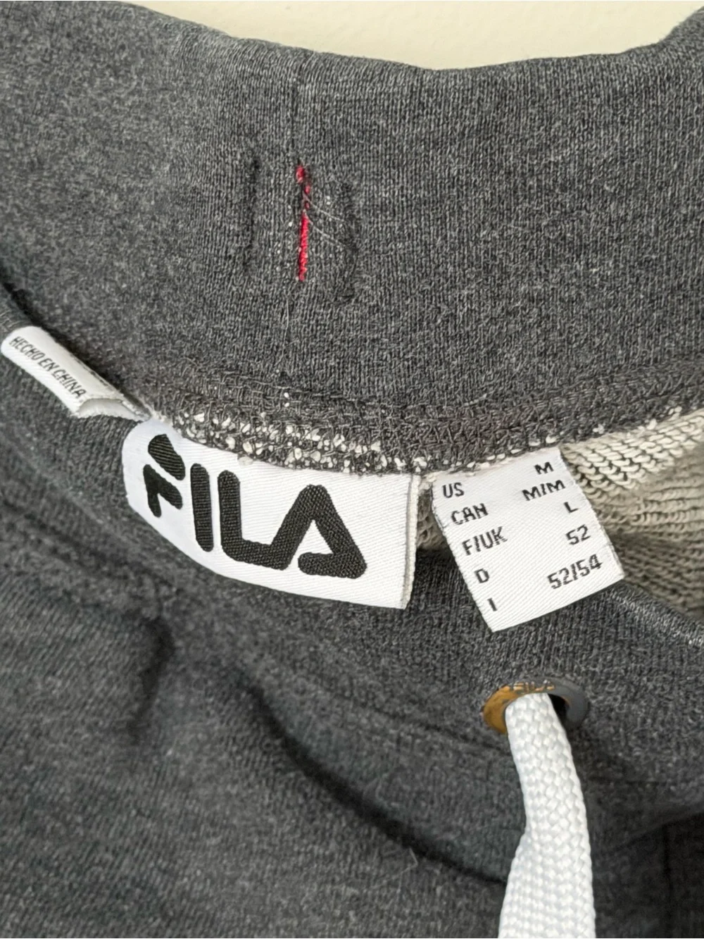 FILA Men's French Terry Sweat Shorts Charcoal Heather Gray Drawstring Size M